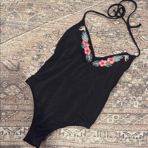 PINK Victoria's Secret Black Floral Swimsuit